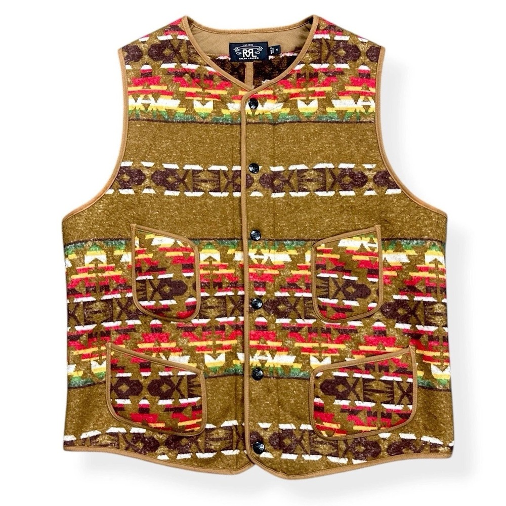 RRL Polo Ralph Lauren Native Beacon Pile Vest Fleece Lined Southwest Men's XL *